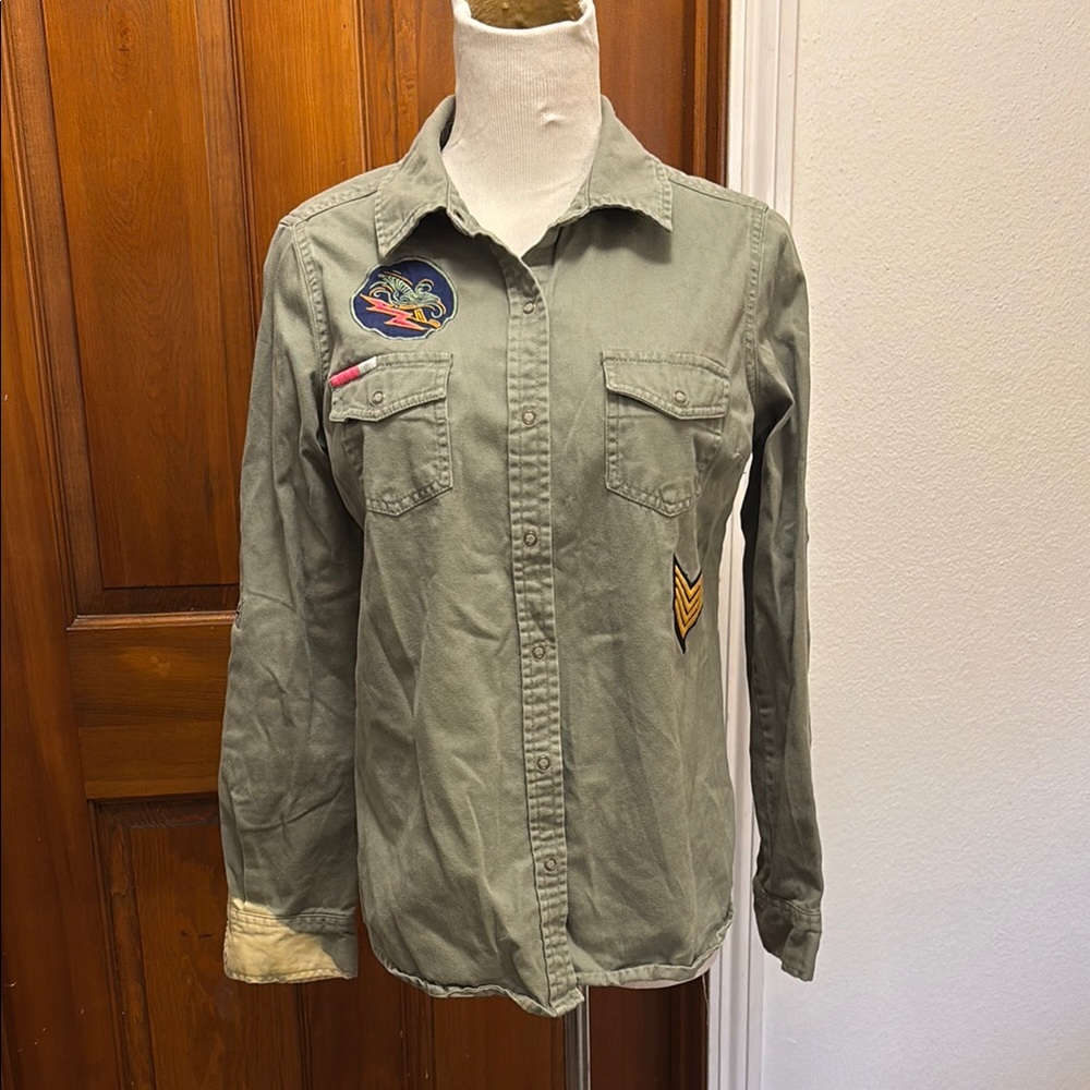 Sage Green Jacket with Patches